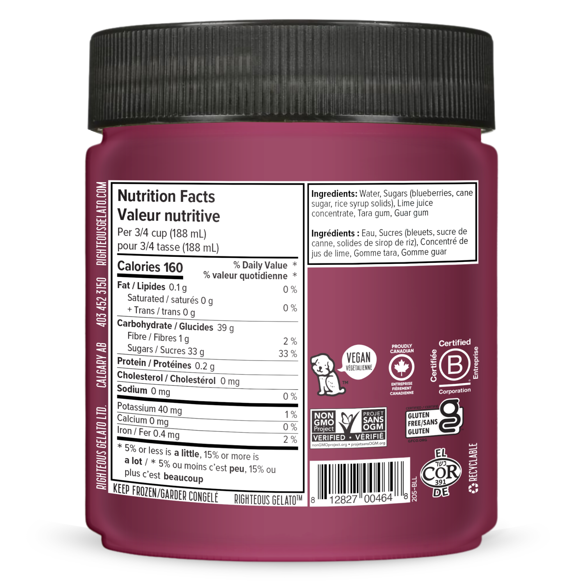 Rightous Raspberry Lime Dairy Free Blueberry Limeade Sorbetto – Righteous Gelato