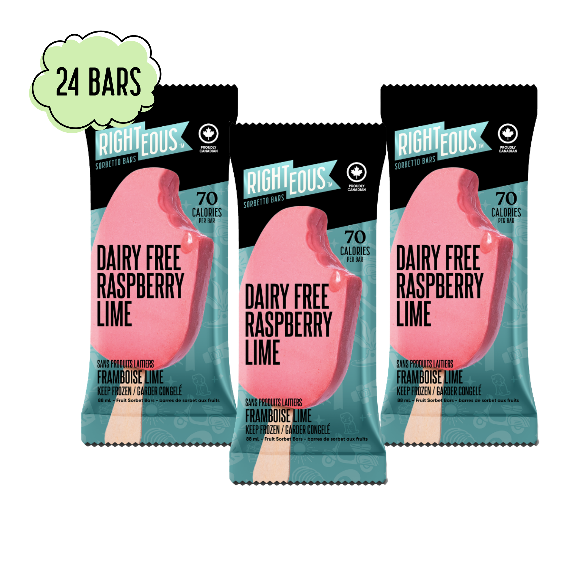 Raspberry Lime Sorbetto Bars - Bulk Case x24
